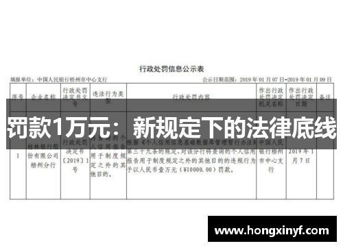罚款1万元：新规定下的法律底线